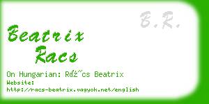 beatrix racs business card